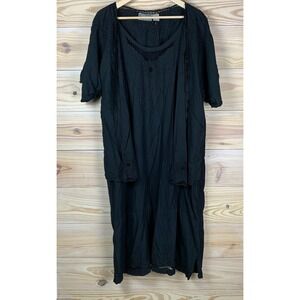 Vtg Jane Ashley Maxi Dress 22 Floral Lace Embroidery Black 90s Goth Dark Cottage